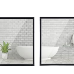 CRUGLA 2 Packs 18x24 Rectangle Wall Mirrors Black
