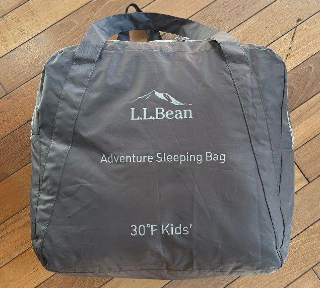 LL Bean L.L.Bean Adventure 30°F Kids Sleeping Bag, Blue, Lightweight Camping roll children