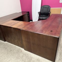 Executive Desk, Filing Cabinet, and Book Shelf
