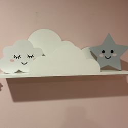 Nursery Baby Cloud Shelf With Cloud and Star