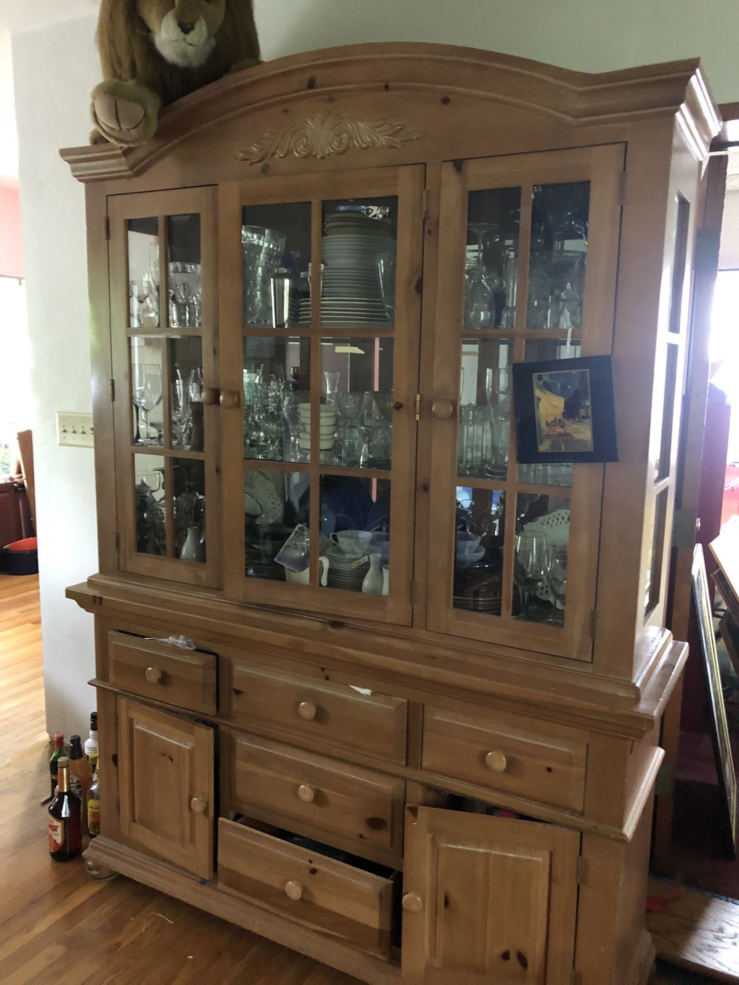 China cabinet, couch,recliners, wine rack