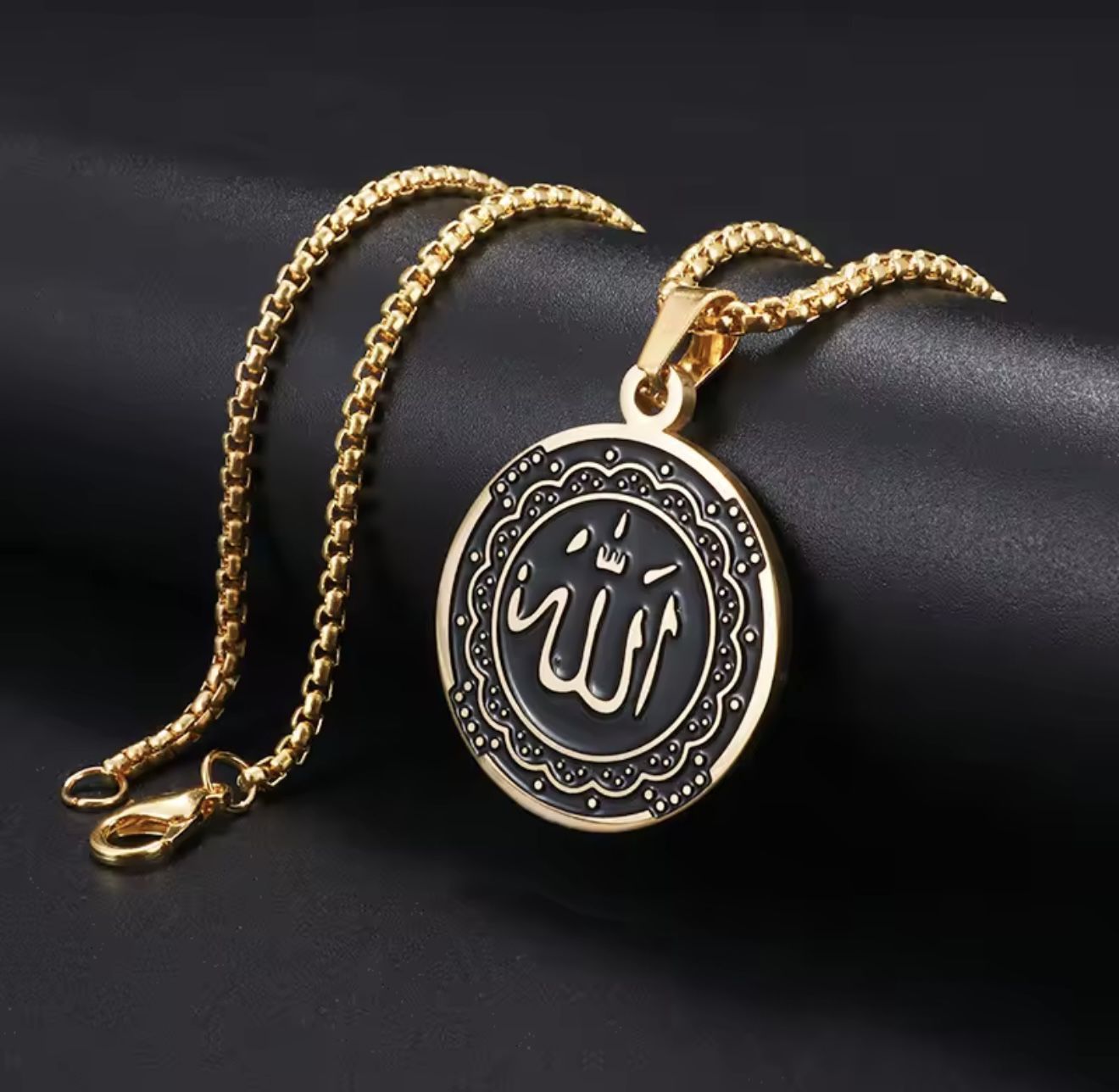 Stainless Steel Coin Pendant Allah Necklace