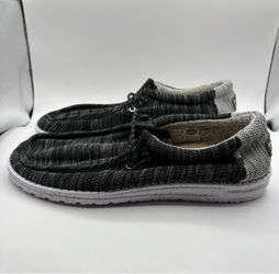 Hey Dude Wally Stretch Mix Men’s US Size 14 Gray Black Knit Slip-On Lightweight