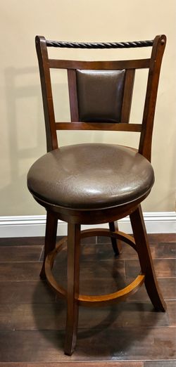 3 Counter Height Swivel Bar Stools Brown w/Leather Seat