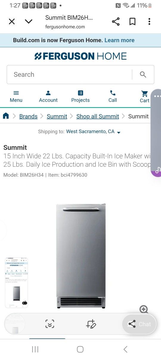 Summit Under Counter Comercial Ice Maker 