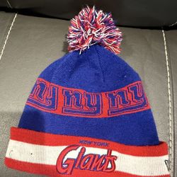 NEW YORK GIANTS NEW ERA SIDELINE SCRIPT KNIT POM POM BEANIE SKULL CAP HAT