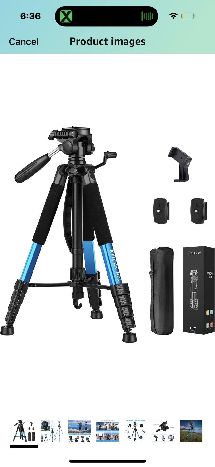 Jolican Tripod, 74” for cell phone and camera