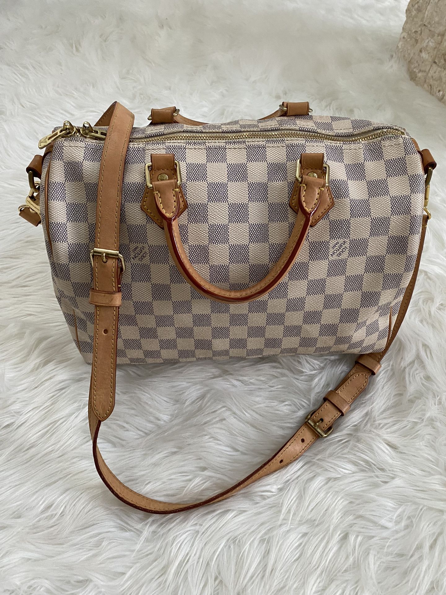 Authentic Louis Vuitton Speedy 30 Bandouliere Damier Azur 