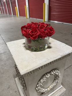 Vase of artificial Red Roses