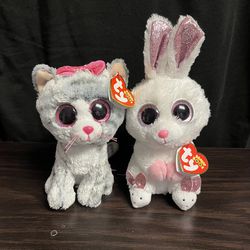 Ty Beanie Boos Kiki And Slippers Kitty And Bunny Plushies