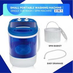 Portable Mini Washing Machine 5.7 lbs Washing Capacity Semi-Automatic Compact Washer Spinner Small Cloth Washer Laundry Appliances for Apartment, RV,