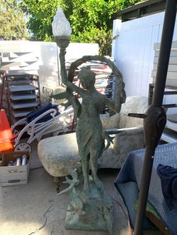 Bronze Art Nouveau or Victorian-Style Female Outdoor Decor Light Lamp Statue $1,165 OBO!