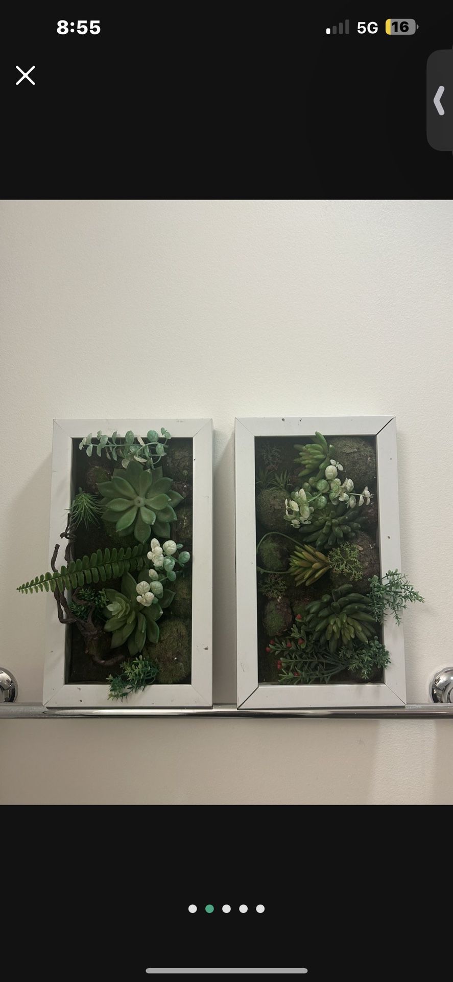 Green Succulent Frame Art Fake Artificial Plant Decor