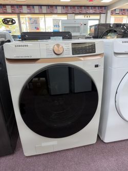 Samsung Super Speed Wash High Efficiency Stackable Large (5-cu ft) Front-Load Washer with Steam Cycle (Ivory)