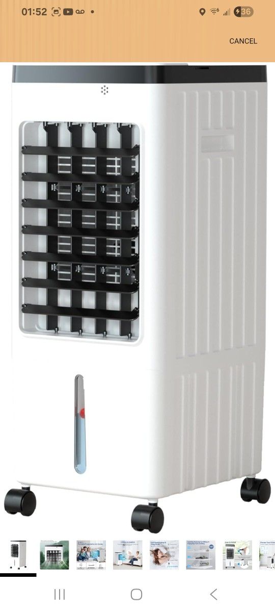 3-IN-1 Portable Air Conditioner w/Remote, 3 Speeds, 2 Gal Tank & 4 Ice Packs for 45H Cooling