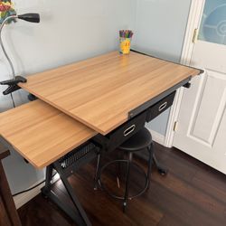 Adjustable Drafting Table with Stool