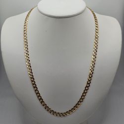 14kt Yellow Gold Diamond Cut Curb Chain 20 Inches 