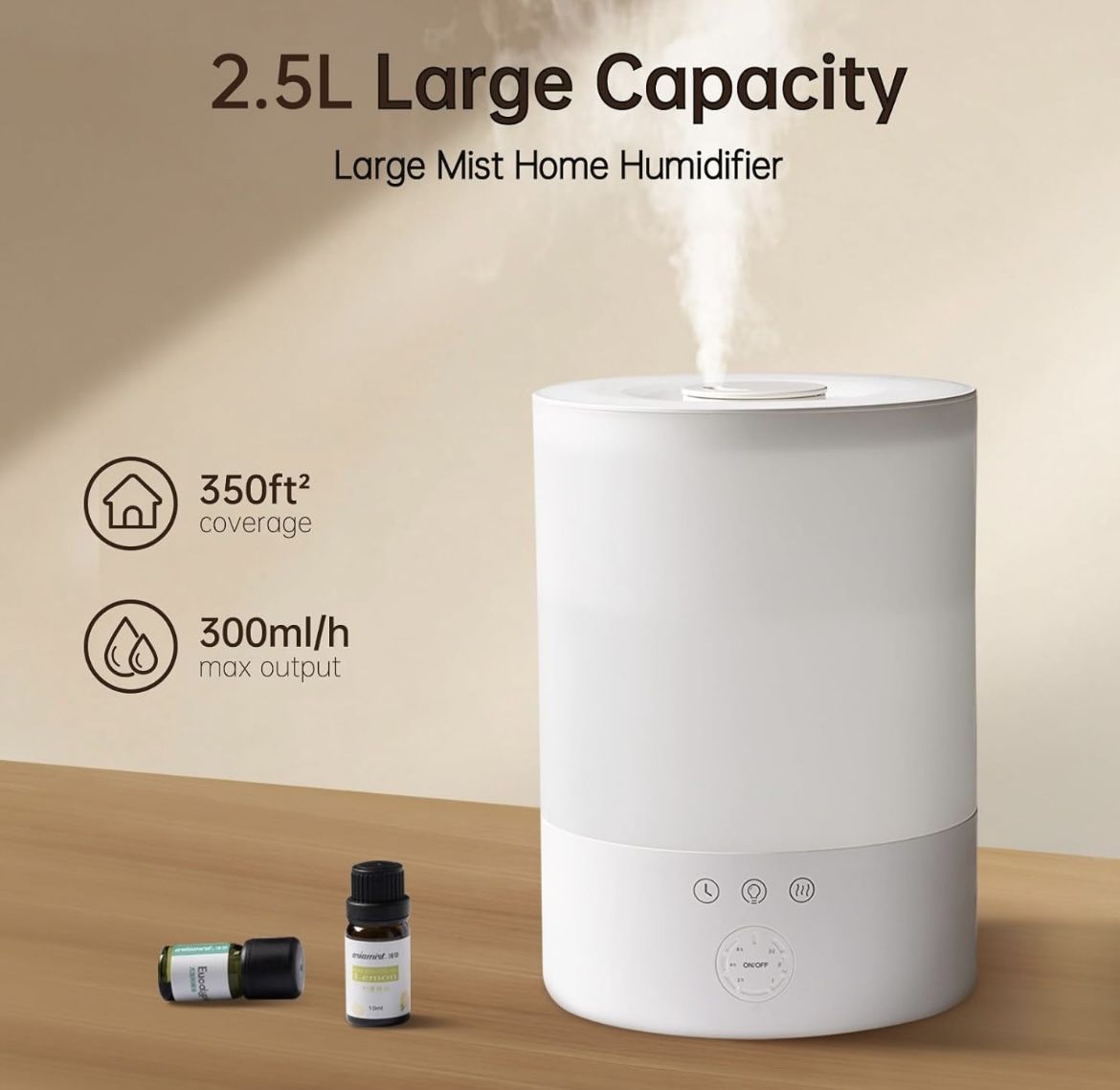 NEW in Box Humidifier Diffuser for Large Room w/ 7-Color Ambient Lighting Options & Quiet