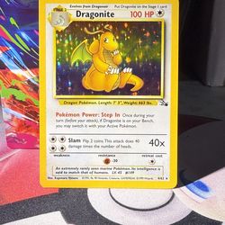 Pokémon TCG Dragonite Fossil Unlimited Holo Rare Card 4/62 LP+ / NM- Condition