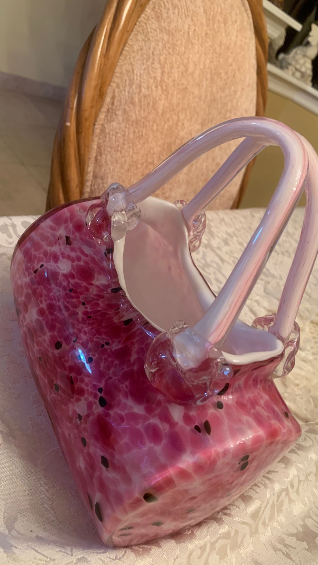 Vintage blown glass large purse 👛. Italian unique one of a kind shape-rare very hard to find-or impossible to fine.
