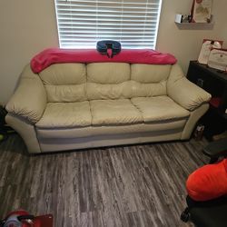 All White real Leather Couch 