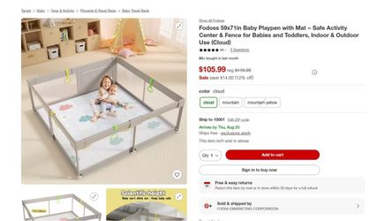 Fodoss 59x71in Baby Playpen with Mat - Brand New