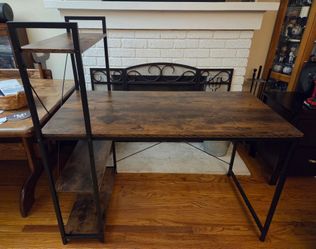 Wood and metal frame desk