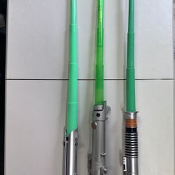 Star Wars Luke Skywalker Plastic Retractable Lightsaber Toys Lot 3