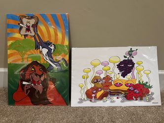 2 Psychedelic Pop Art Prints – Artist Market Purchase (Oceanside, CA) – Set for $40