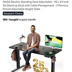 Electric Adjustable Desk.  Sit Or Stand