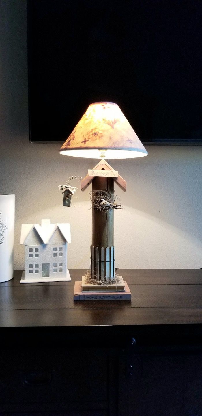 Handmade Lamp and Lampshade 24"tall Lamp Base 5"×7"
