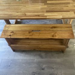 2 Acacia-stained Pine Benches