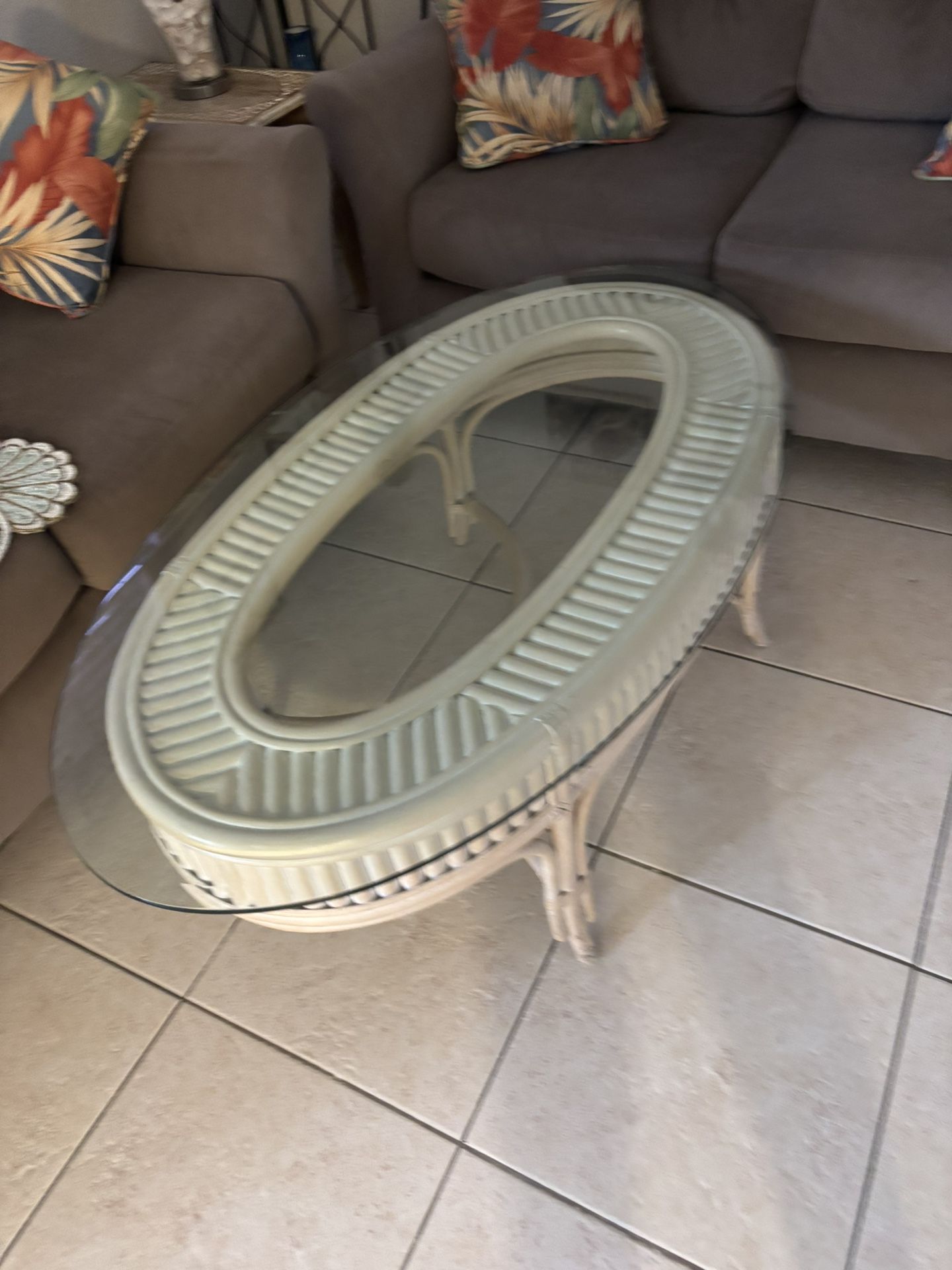 Coffee Table. Rattan Glass Top