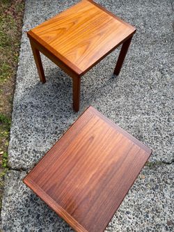 Vintage Danish Teak Veigle Stole Side Tables