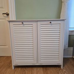 Ellsworth White Double Tilt-Out Laundry Hamper Cabinet (32"W x 14"D x 30"H)