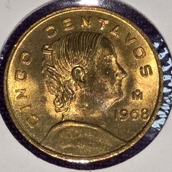 1968 Mexico 5 Centavo Coin