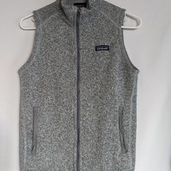 Women's Sz Small Patagonia Vest Gray Butter Sweater Fleece Vest Model Birch White REI Hiking Camp