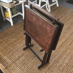 Vintage  Folding Tables  Set Of 2  . Not Heavy Teak Wood