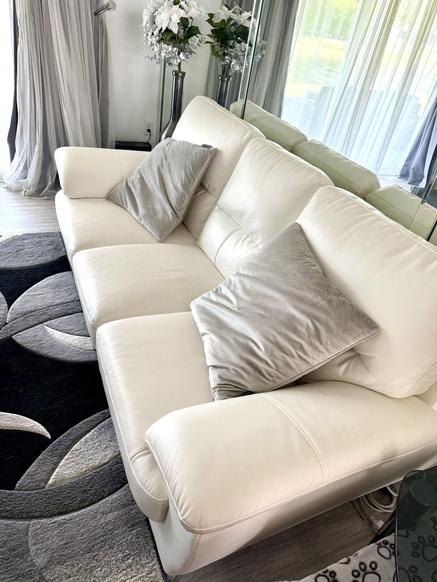 White Leatherette Sofa