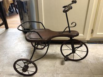 Antique Vintage Primitive early 1900’s Wrought Iron and Wood Tricycle