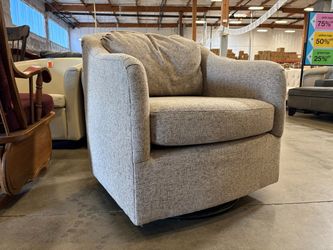 SAM MOORE FURNITURE Grey Woven Tweed Swivel Rocker Club Chair