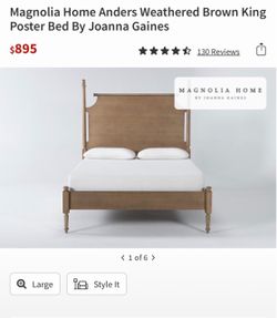 Magnolia Home Anders Weathered Brown King Poster Bed By Joanna Gaines