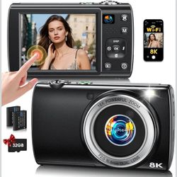 8K Digital Camera for Photography, 2026 Latest WiFi 88MP Vlogging Camera for YouTube with Dual Lens, Touch Screen, Autofocus Anti-Shake