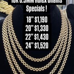 10K 6.5MM  Rolex Chain Yellow Gold 