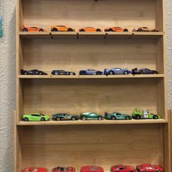 25 High Dollar Color Coordinated Hot Wheels With Display Case
