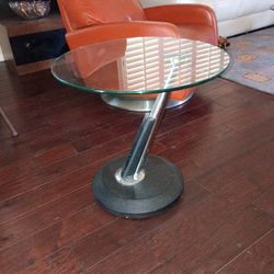 Glass  Black and Chrome Contemporary side tables 40 each