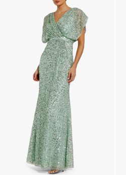Mac Duggal Draped sleeve V neck gown size 10