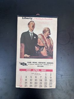 1927 Liberty Magazine Promotional Wall Calendar