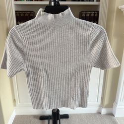 New Day short sleeve mock neck ribbed knit sweater top