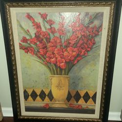 Home Interiors Huge Still Life Oil Painting “Flowers And Vase” By Joan Cole art